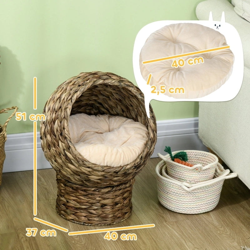 CUCCIA Gatto rialzata 40 x 37 x 51 cm in giacinto d'acqua Marrone Grigio