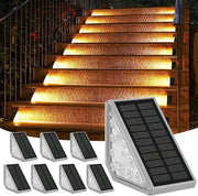 Illuminazione esterna alimentata da energia solare con sensore di movimento - 8 pezzi per scale - 1200 mAh/3000 K/IP65 impermeabile all'acqua - ideale per sentieri e marciapiedi Illuminazione esterna