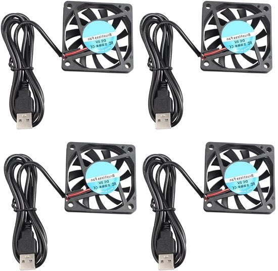 Ventilatore di raffreddamento silenzioso 60x60x10mm DC 5V per sistema CPU computer con connessione USB, stampante 3D, CPU PC.