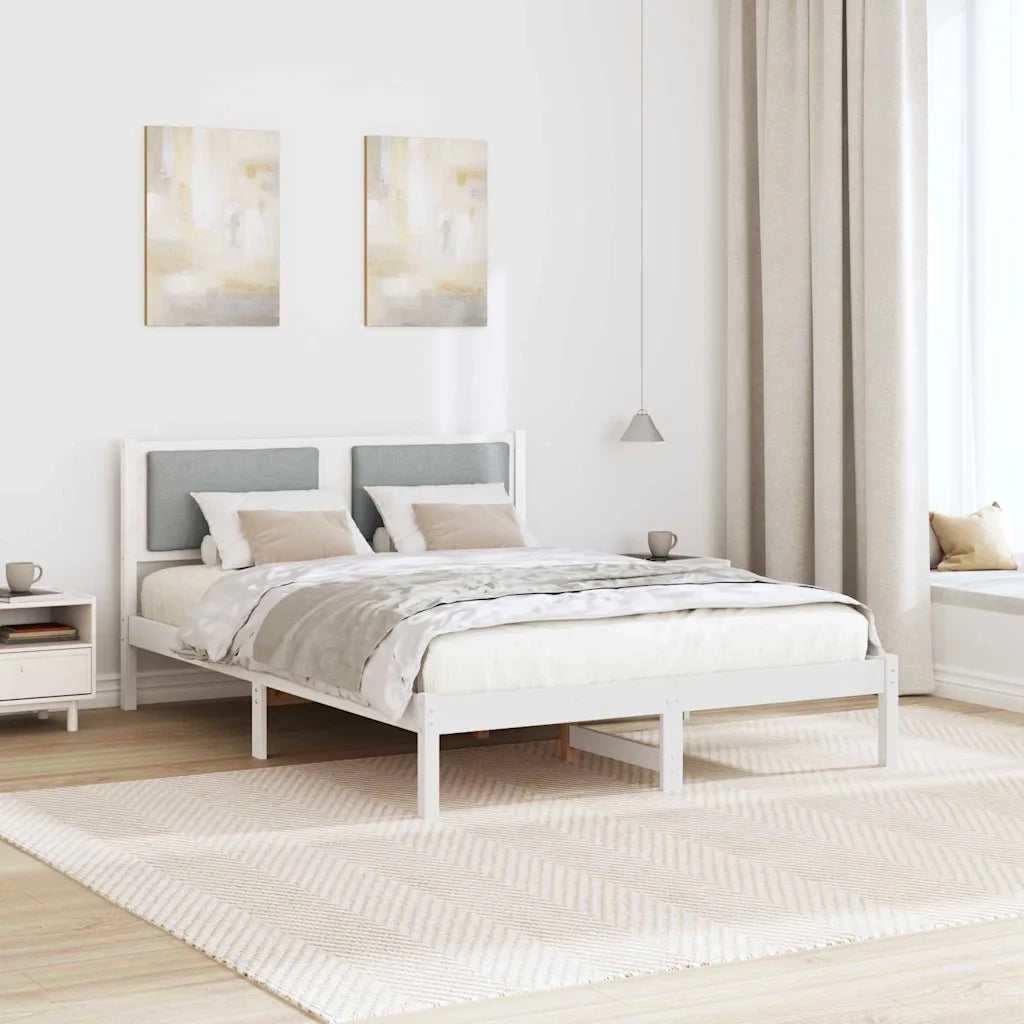Struttura del letto-Giroletto Grigio chiaro 140 x 190 cm Pino massello 827821