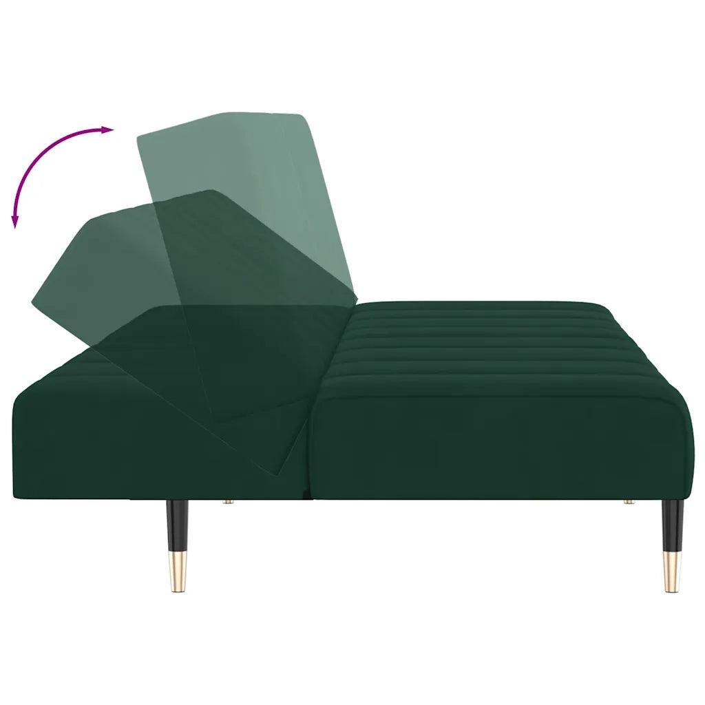 Divano letto | Sof¨¤ letto | Letto singolo a 2 Posti Verde Scuro in Velluto