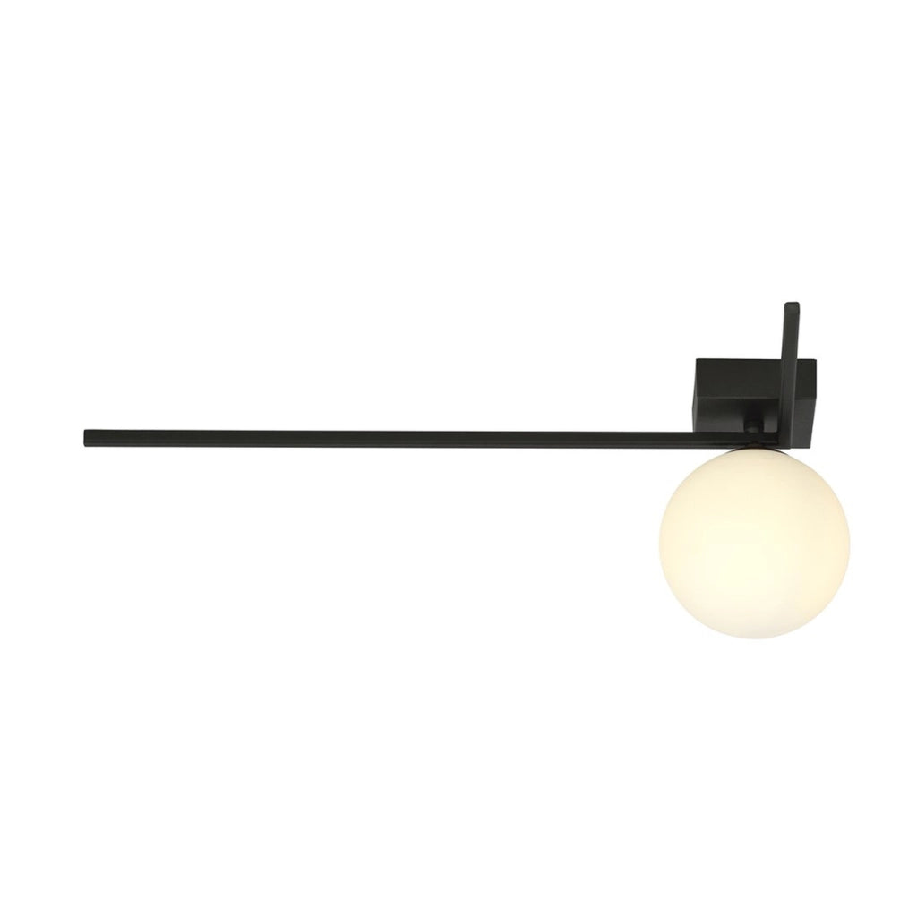Lampada da soffitto IMAGO in acciaio nero e vetro opalino