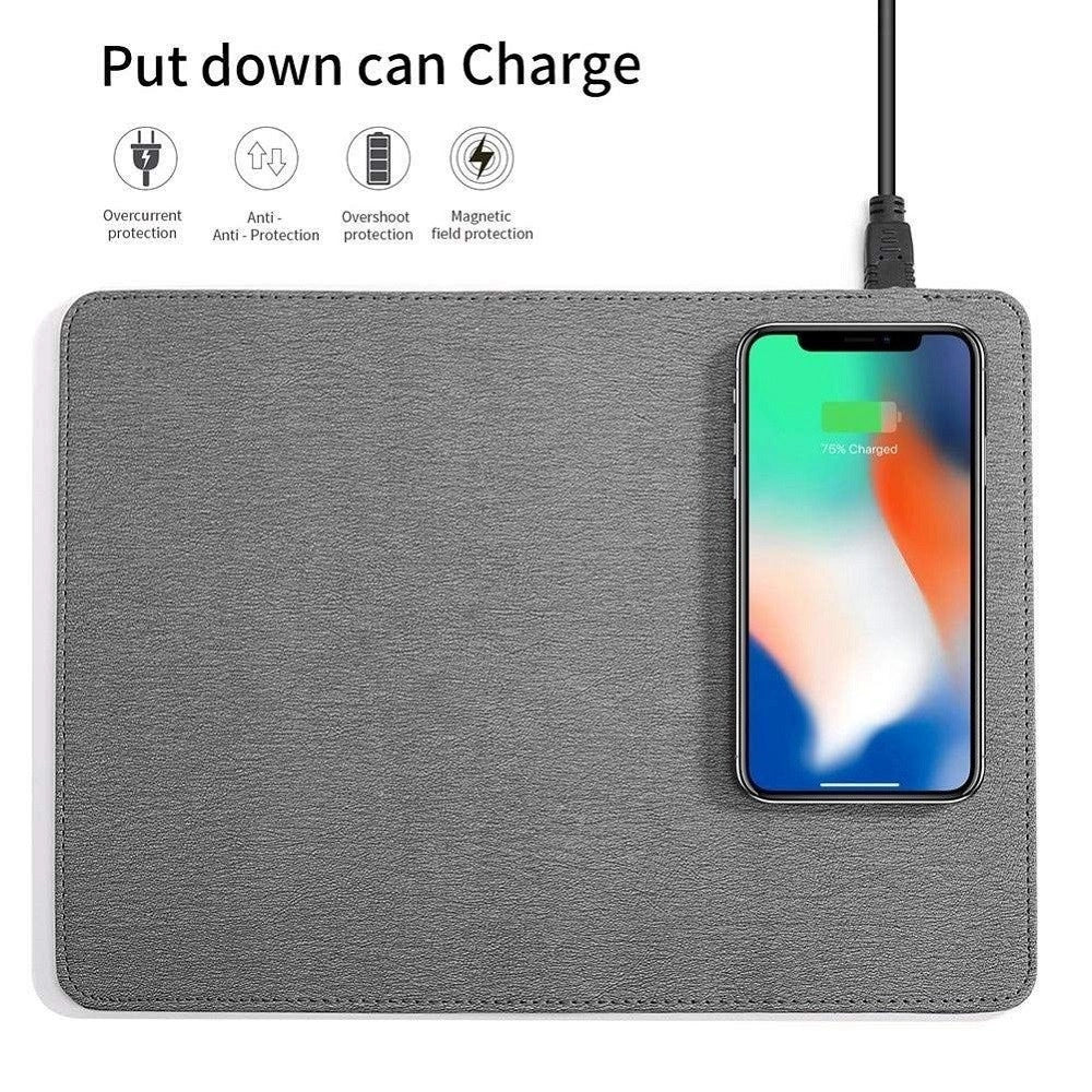 Trade Shop - Tappetino Per Mouse 2in1 Con Caricatore Ricarica Wireless 10w Incorporata Q-t138 -