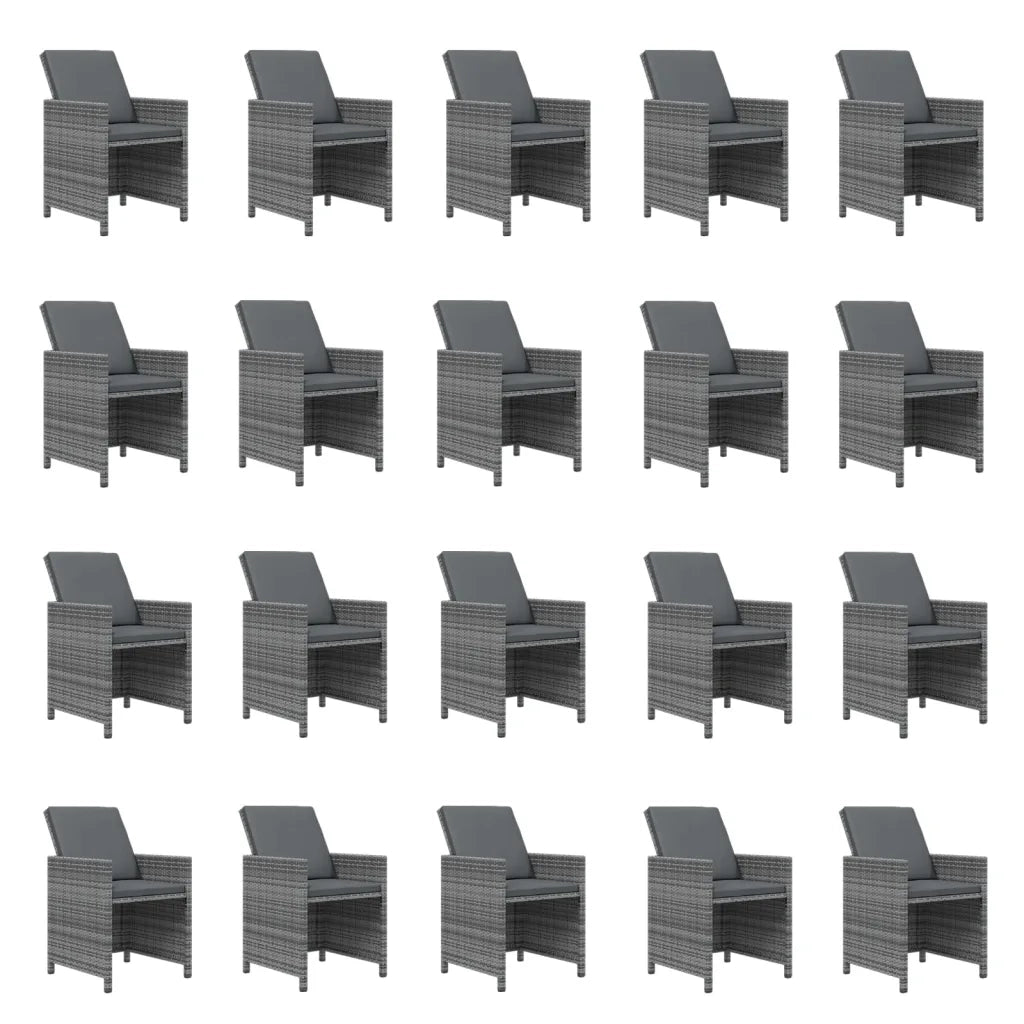Set da Pranzo per Giardino 21 pz con Cuscini Polyrattan Grigio 3095687