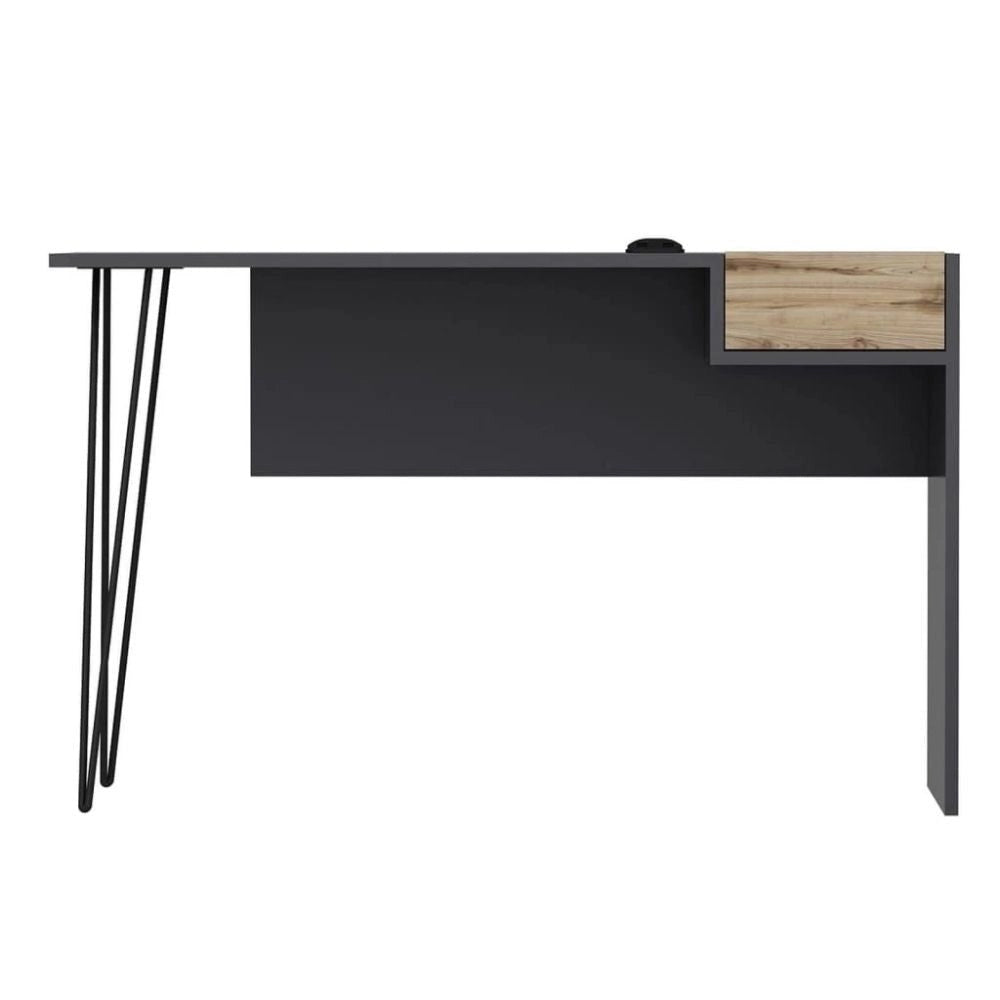 Scrivania 121x45x76 cm con porte usb Candy antracite noce