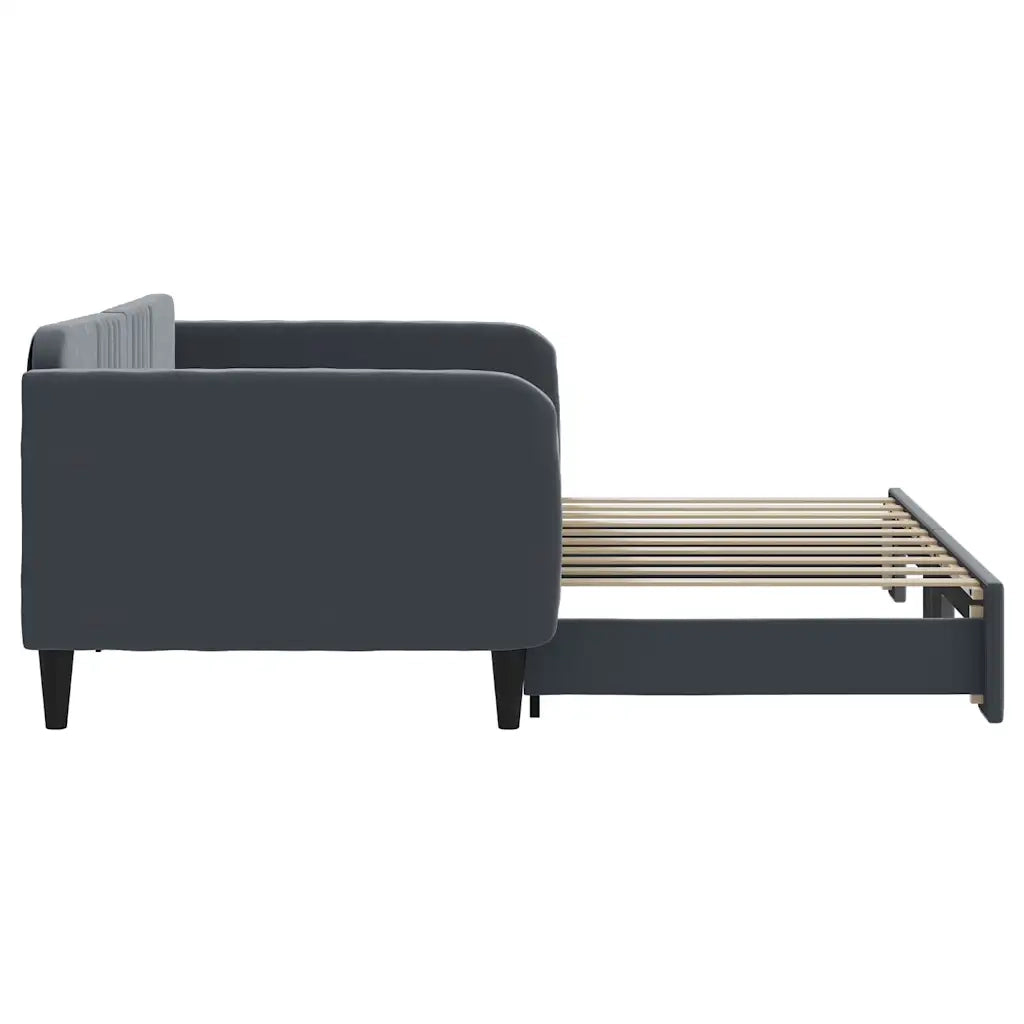Divano Letto con Letto Estraibile Grigio Scuro 90x190cm Velluto