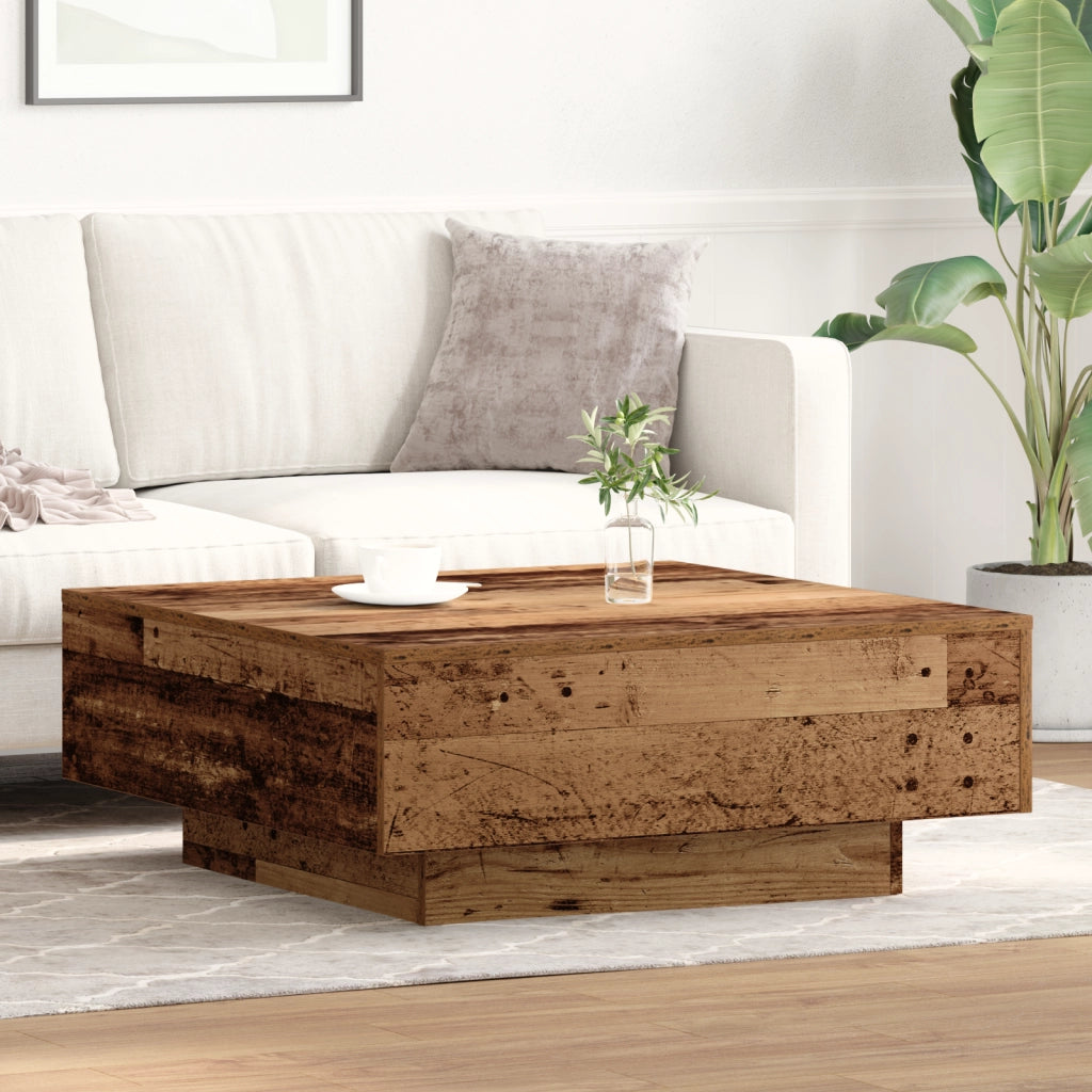 Tavolino da caffÃ¨ in legno riciclato 80x80x31 cm in legno ingegnerizzato