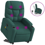 Poltrona Alzapersona Massaggiante | Sedia Relax Verde Scuro in Tessuto