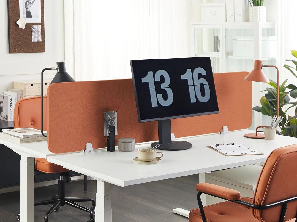 Pannello Divisorio Fonoassorbente per scrivania in PET rosso chiaro 180 x 40 cm tavolo ufficio