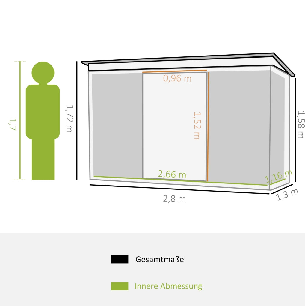 Casetta da giardino in acciaio verde chiaro 3,2 m²