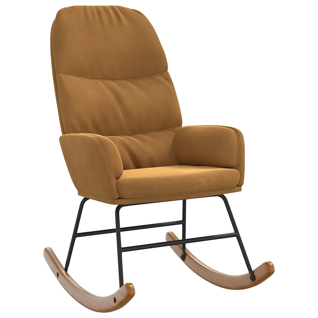 Sedia a Dondolo Marrone in Velluto 4102629
