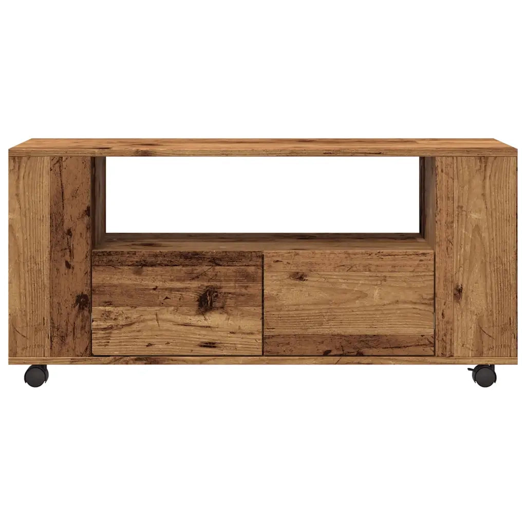 Mobile Porta TV con Ruote Legno Antico 102x34,5x43cm Truciolato 855990