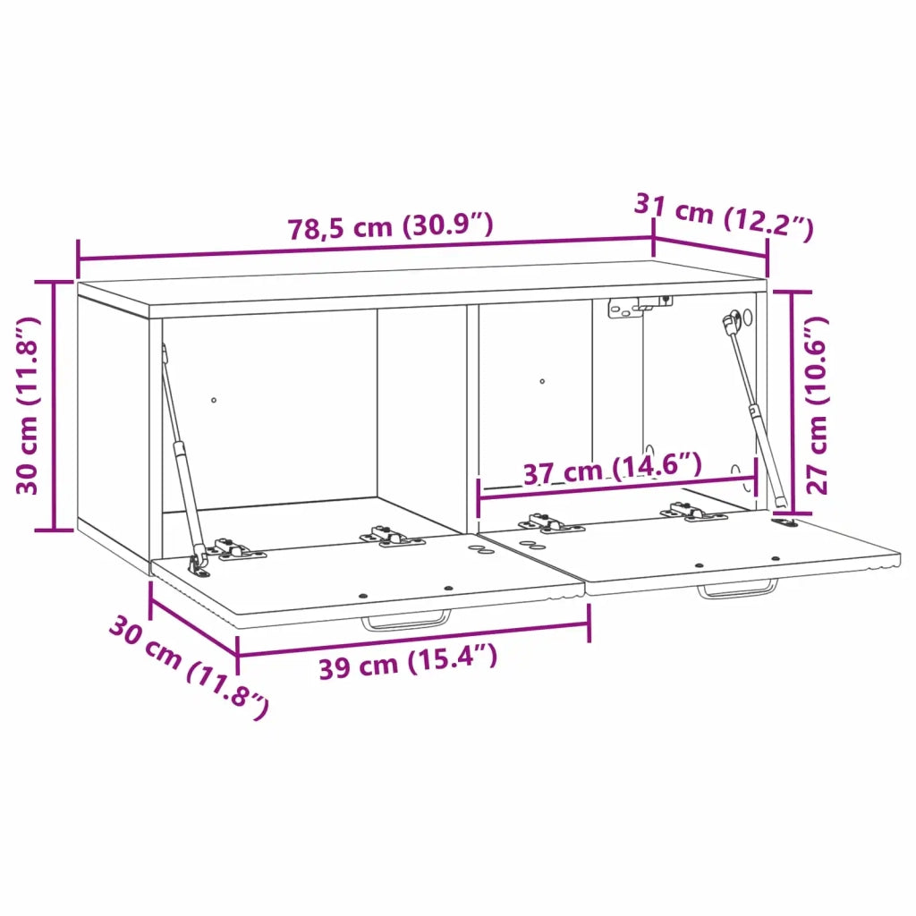 Mobile Porta TV da Muro Rovere Sonoma 78,5 x 31 x 30 cm