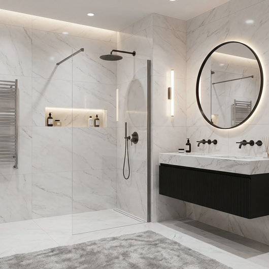 Parete Doccia Rea Flexi Transparent / Titan 90