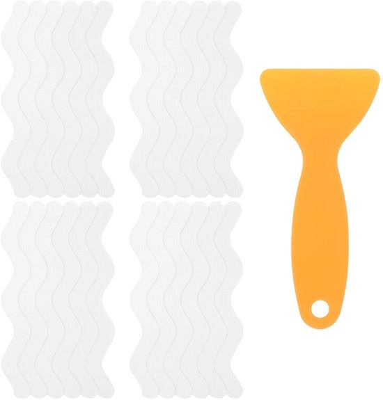 24 pezzi di adesivi antiscivolo trasparenti per doccia adesivi antiscivolo per doccia con strisce antiscivolo autoadesive per doccia con raschietto premium per doccia e scala per doccia