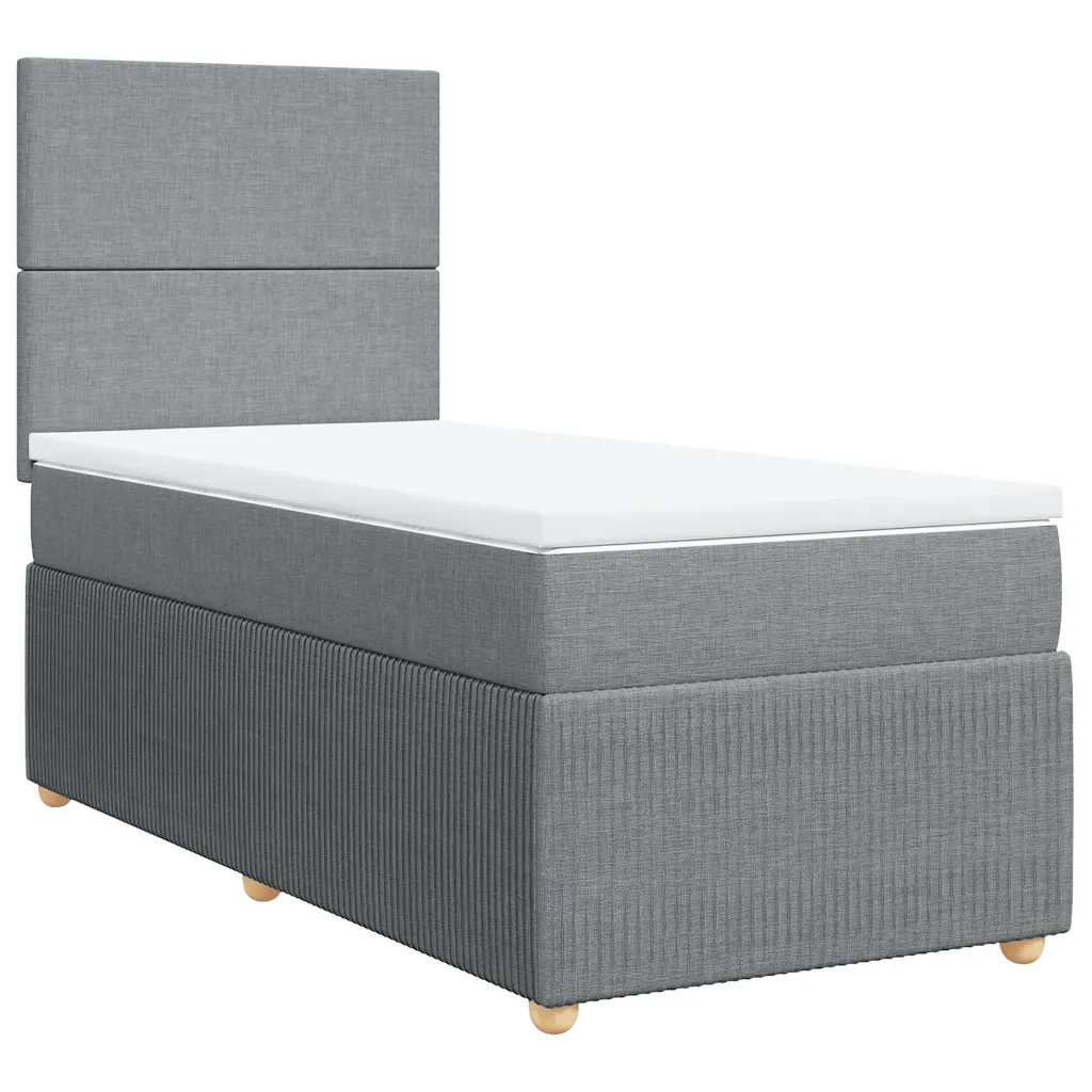 Giroletto a Molle con Materasso Grigio Chiaro100x200 cm Tessuto