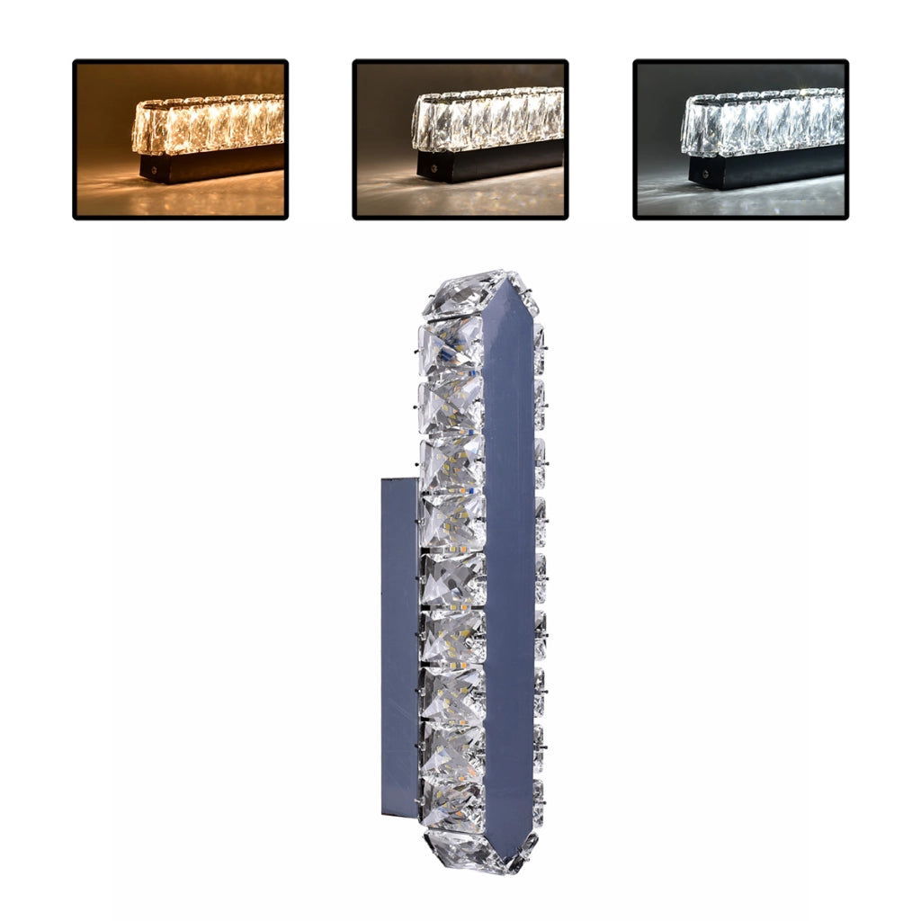 APPLIQUE LED DA PARETE 5W IN ACCIAIO E VETRO CON INTERRUTTORE CCT SWITCH - LUCE CALDA NATURALE E FREDDA DESIGN MODERNO ED ELEGANTE PER INTERNI