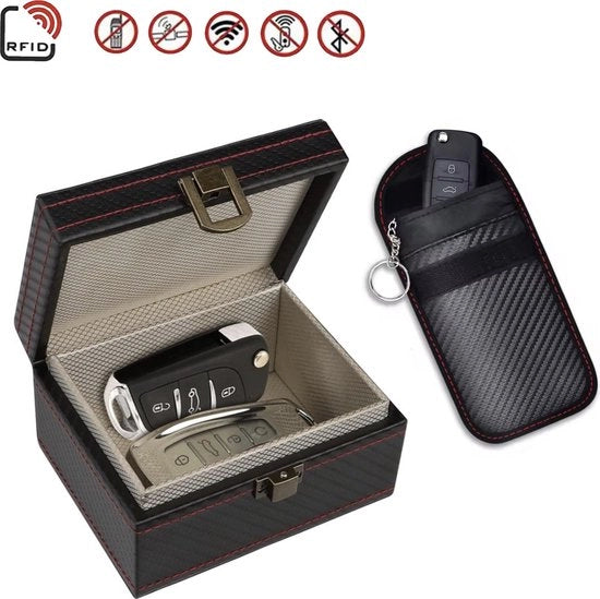 Box di Protezione per Auto con RFID e Tasca per Chiavi - Scatola di Faraday - Ingresso Senza Chiave - Blocca Segnale - Antidief - Antiskim - Box RFID Luxe - Protezione per Auto con RFID