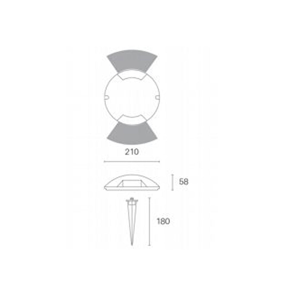 Segnapasso Biemissione Esterno Upper Alluminio Termoplastica Grigio Led 2W 4000K