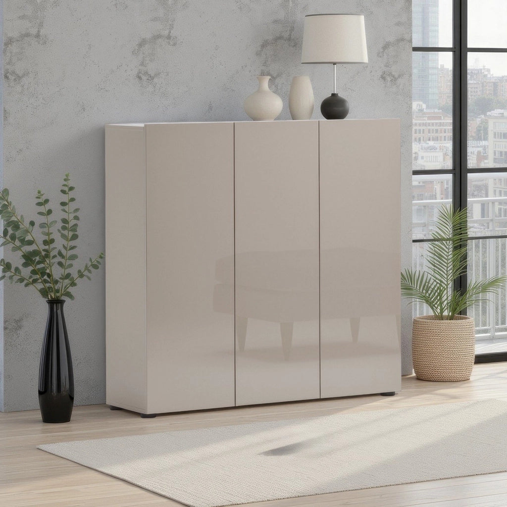 Mobile Portascarpe Sotto, Scarpiera 24 Paia Made in Italy, 120x34x115h cm Grigio Tortora