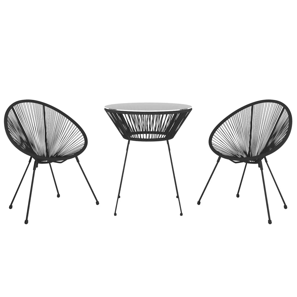 Set da Pranzo per Giardino 3 pz Nero cod mxl 35747