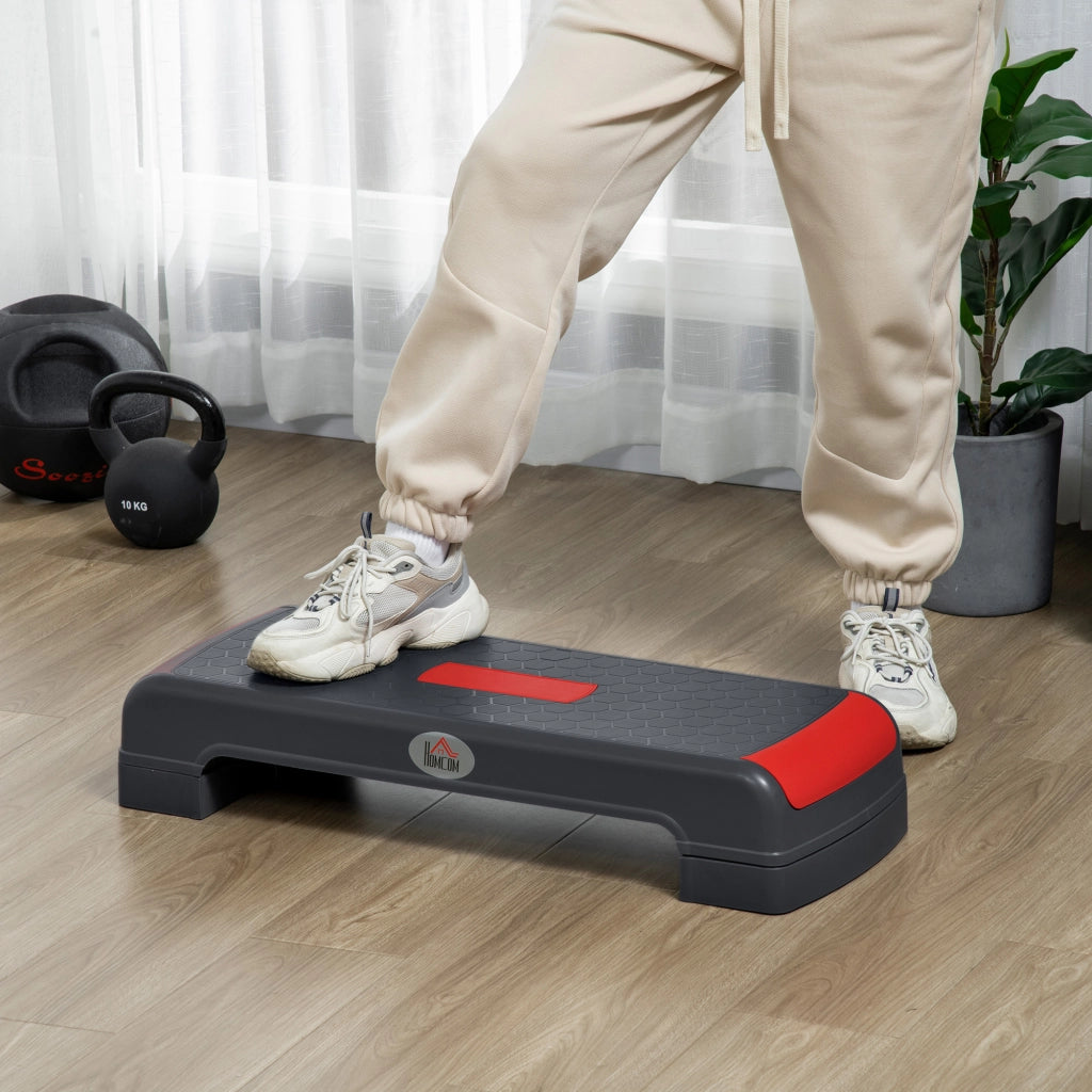 Stepper Fitness Aerobico Regolabile ¨C zephmum ¨C 78x28x20 cm Grigio e Rosso