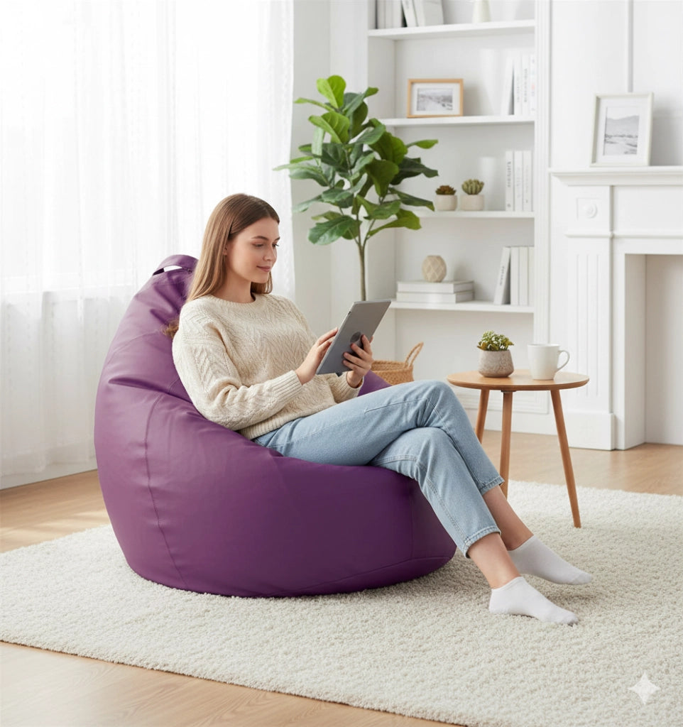 Poltrona a Sacco Pouf in Similpelle Viola Avalli