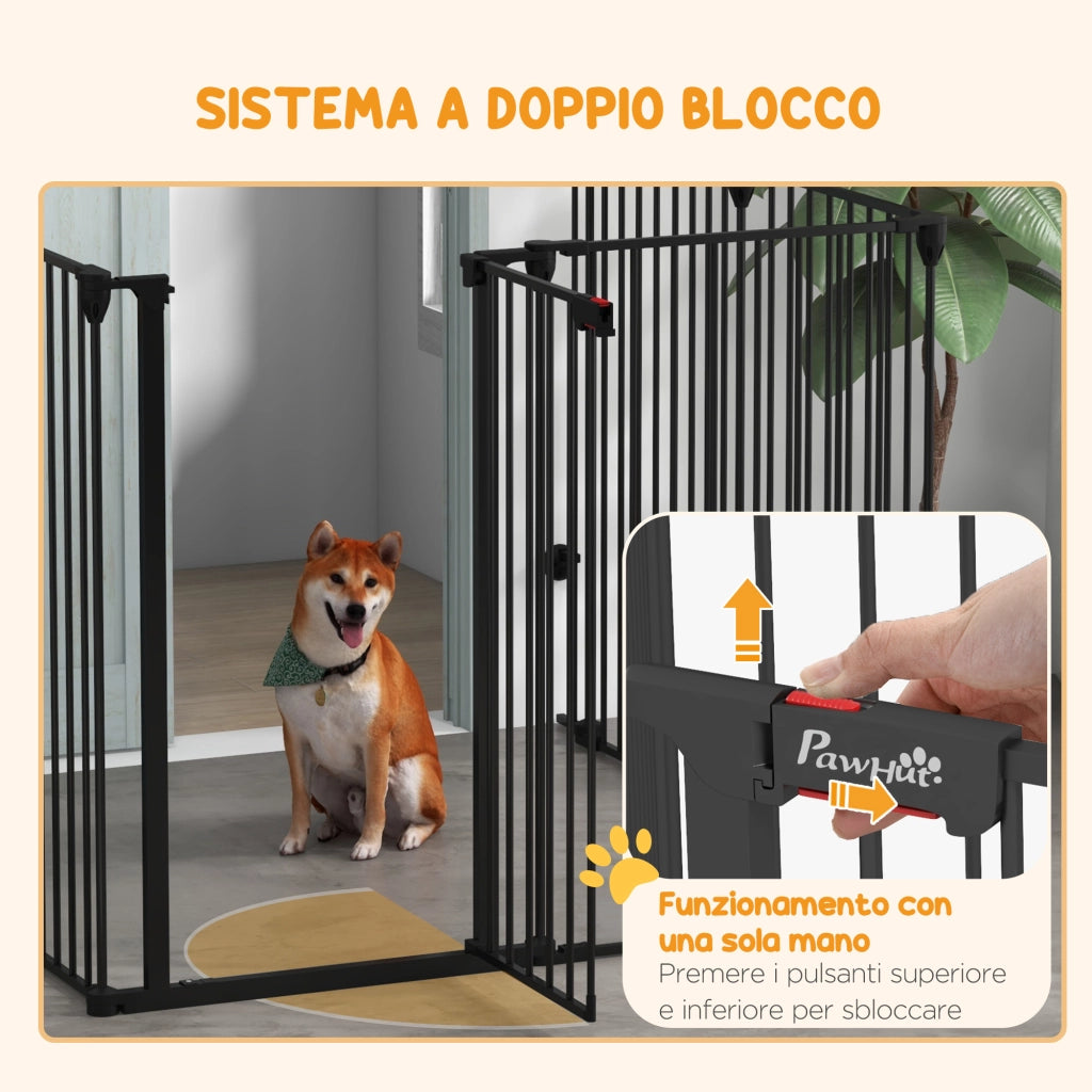 Cancellino Pieghevole per Cani ¨C zephmum ¨C Nero, Acciaio e Plastica, 123x102x100 cm