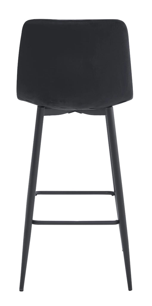 Sgabello da bar Valora KODA STOOL in velluto nero con gambe nere