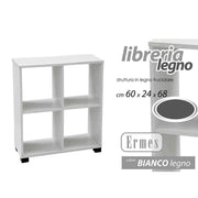 Trade Shop - Mobile Libreria Ermes Scaffale Basso 4 Scomparti Legno Bianco 60x24x68cm 715624 -