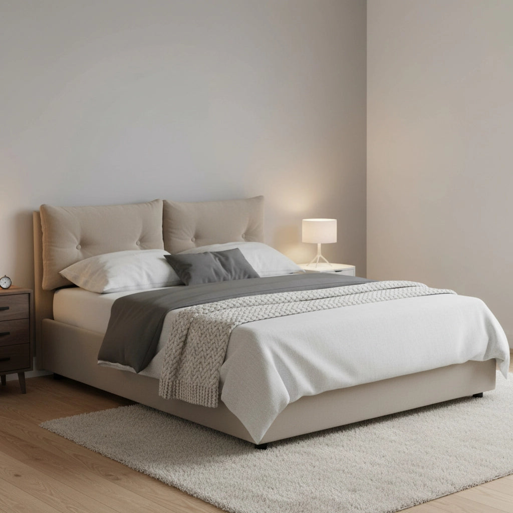 Rubino, Letto Piazza e Mezza Contenitore Made in Italy, Grigio Tortora