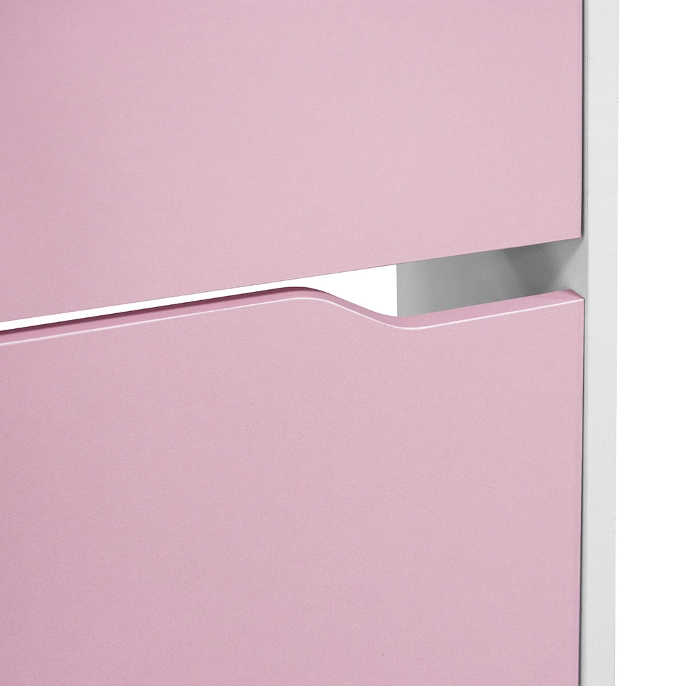 Scarpiera 4 Ante Ripiani Doppia Profondità Porta Scarpe Rosa e Bianco 63x24x150cm