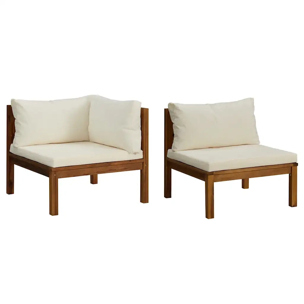 Set Divani da Giardino 2 pz con Cuscini Bianco Crema in Acacia CFW1594459