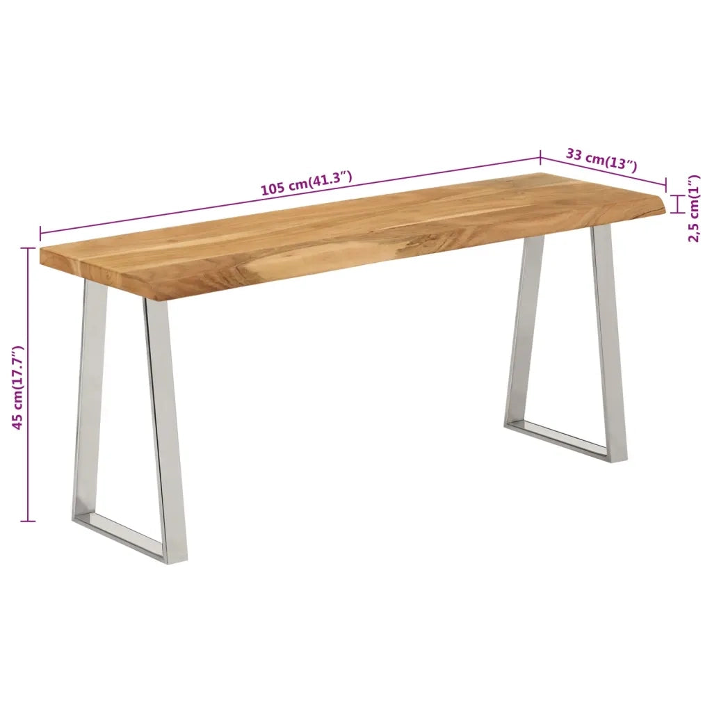 Panca con Bordi Vivi-Sgabello 105 cm in Legno Massello di Acacia 199951