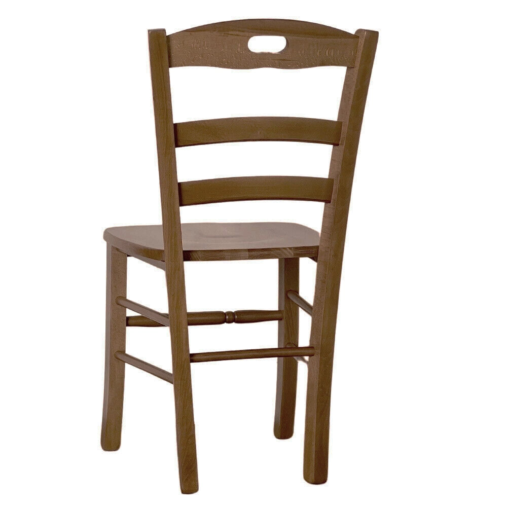 Sedia Loris in legno di faggio noce scuro con seduta in legno massello x 6