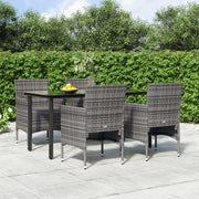 Set da Pranzo da Giardino 5 pz con Cuscini Grigio e Nero 3156604