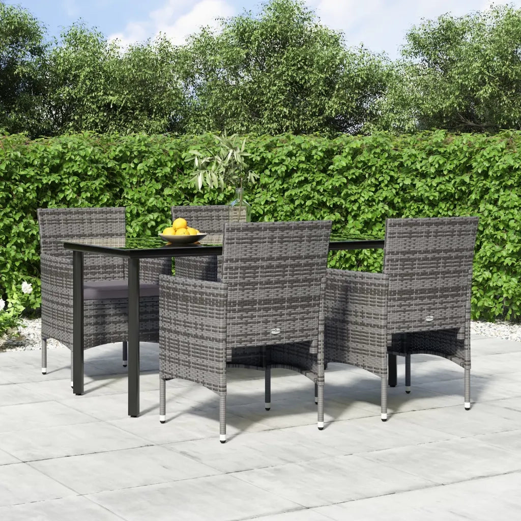 Set da Pranzo da Giardino 5 pz con Cuscini Grigio e Nero 3156604