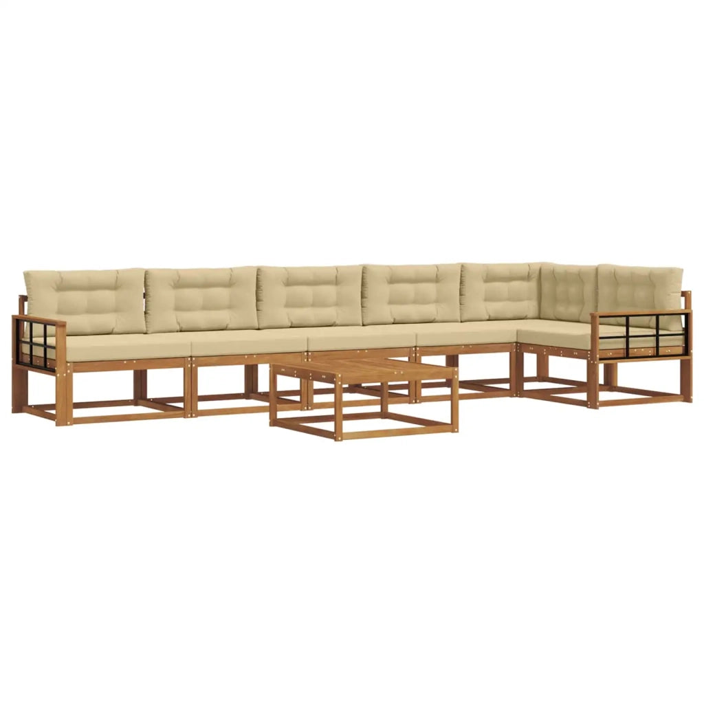 Set di divani da esterno con cuscino 7 pcs Naturale e Beige 3367696