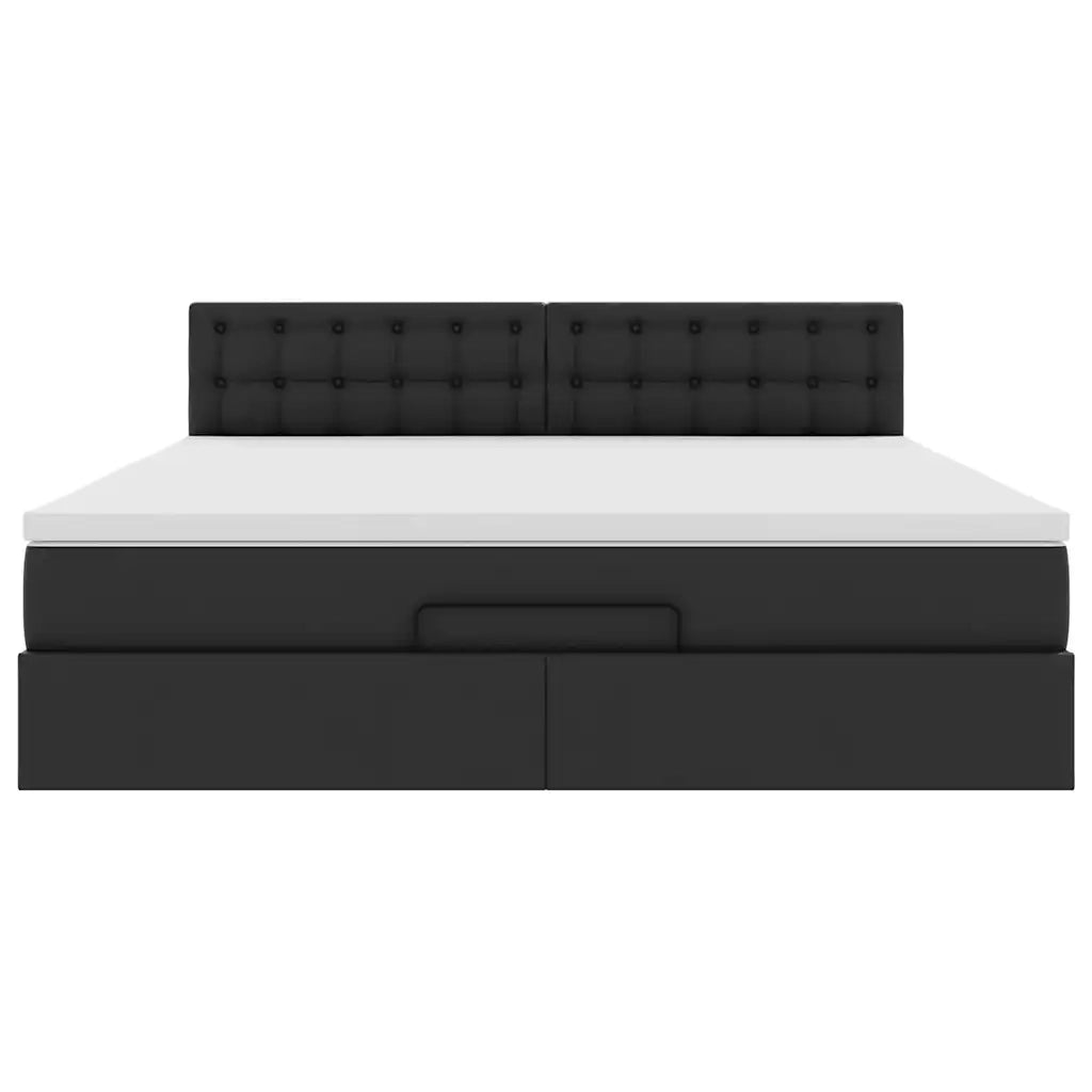 Struttura Letto Pouf con Materasso Nero 160x200 cm Similpelle 3311313