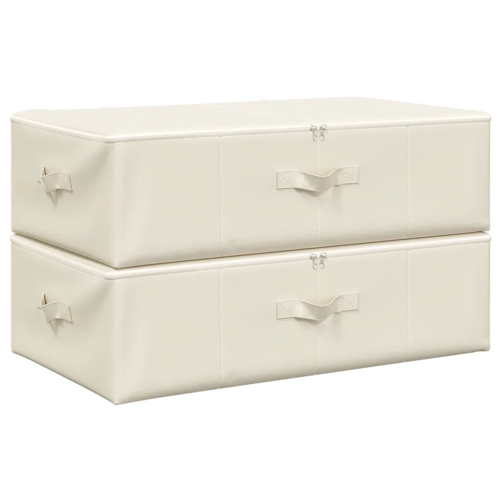 Scatole Portaoggetti 2pz in Tessuto 70x40x18 cm Crema 332908