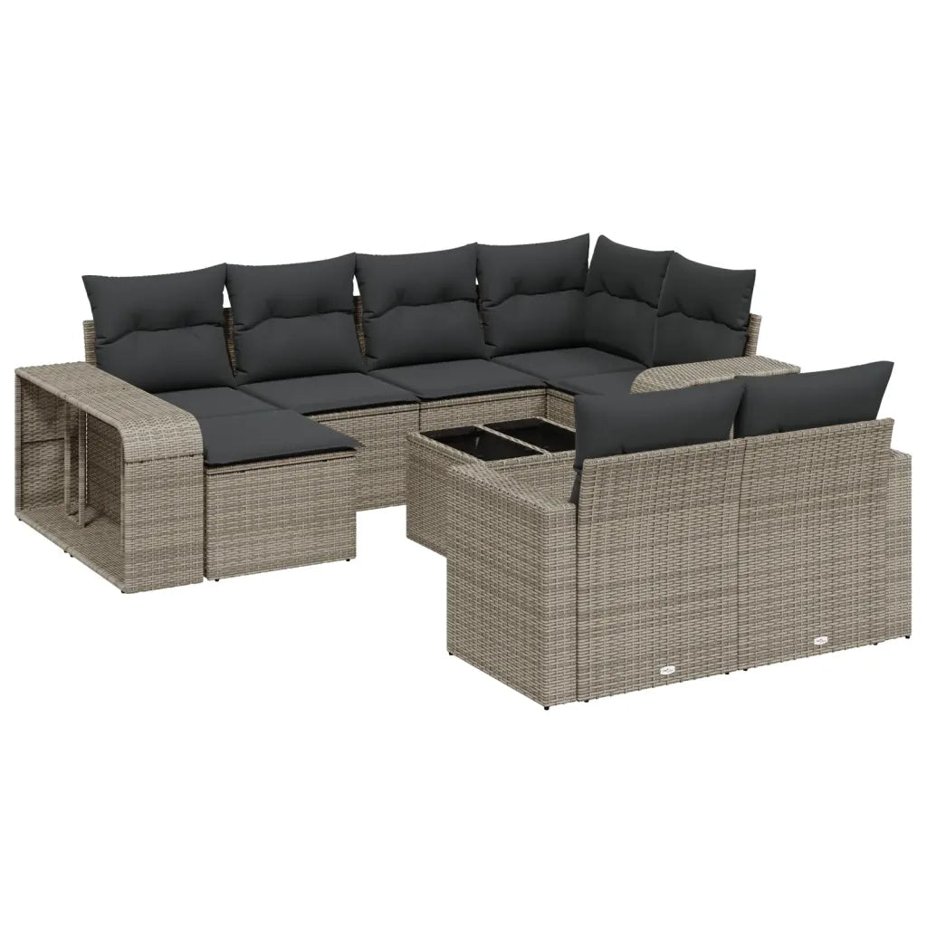 Set Divani da Giardino 11 pz con Cuscini in Polyrattan Grigiocod mxl 114448