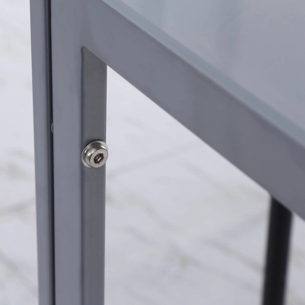 Tavolo da pranzo 75x75x75 cm per 4 persone in vetro e acciaio grigio