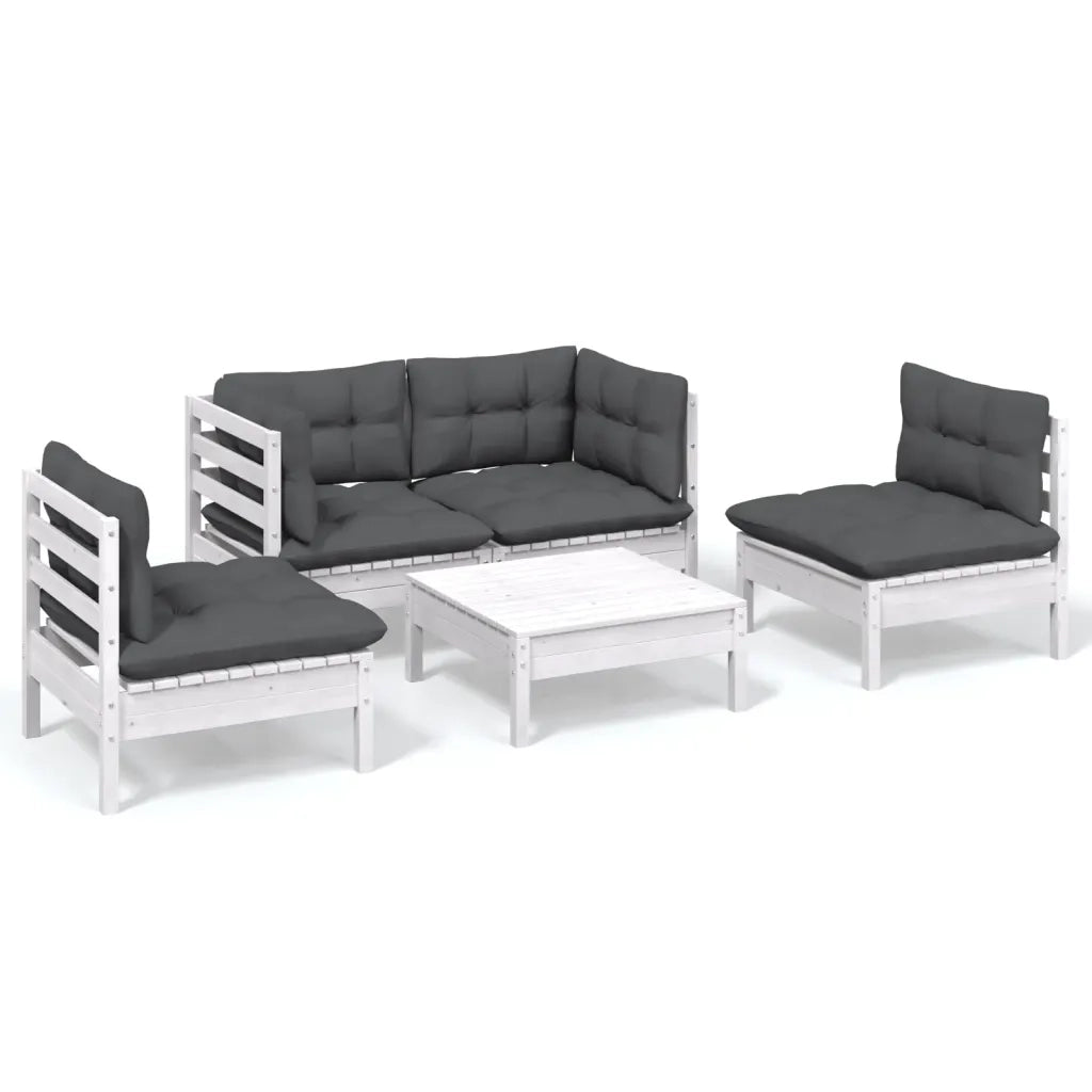 Set Salotto da Giardino 5pz con Cuscini Legno Massello di Pino 3096179