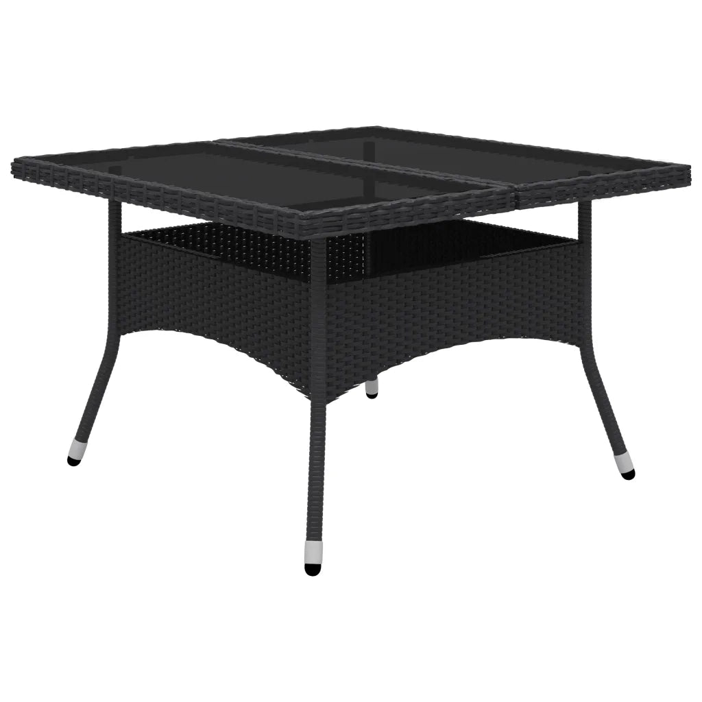 Set Mobili da Pranzo per Giardino 9 pz Polyrattan e Vetro Nero 3058338