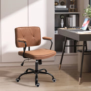Sedia da ufficio girevole con altezza regolabile e schienale reclinabile in schiuma marrone 61 × 58 × 82-91 cm
