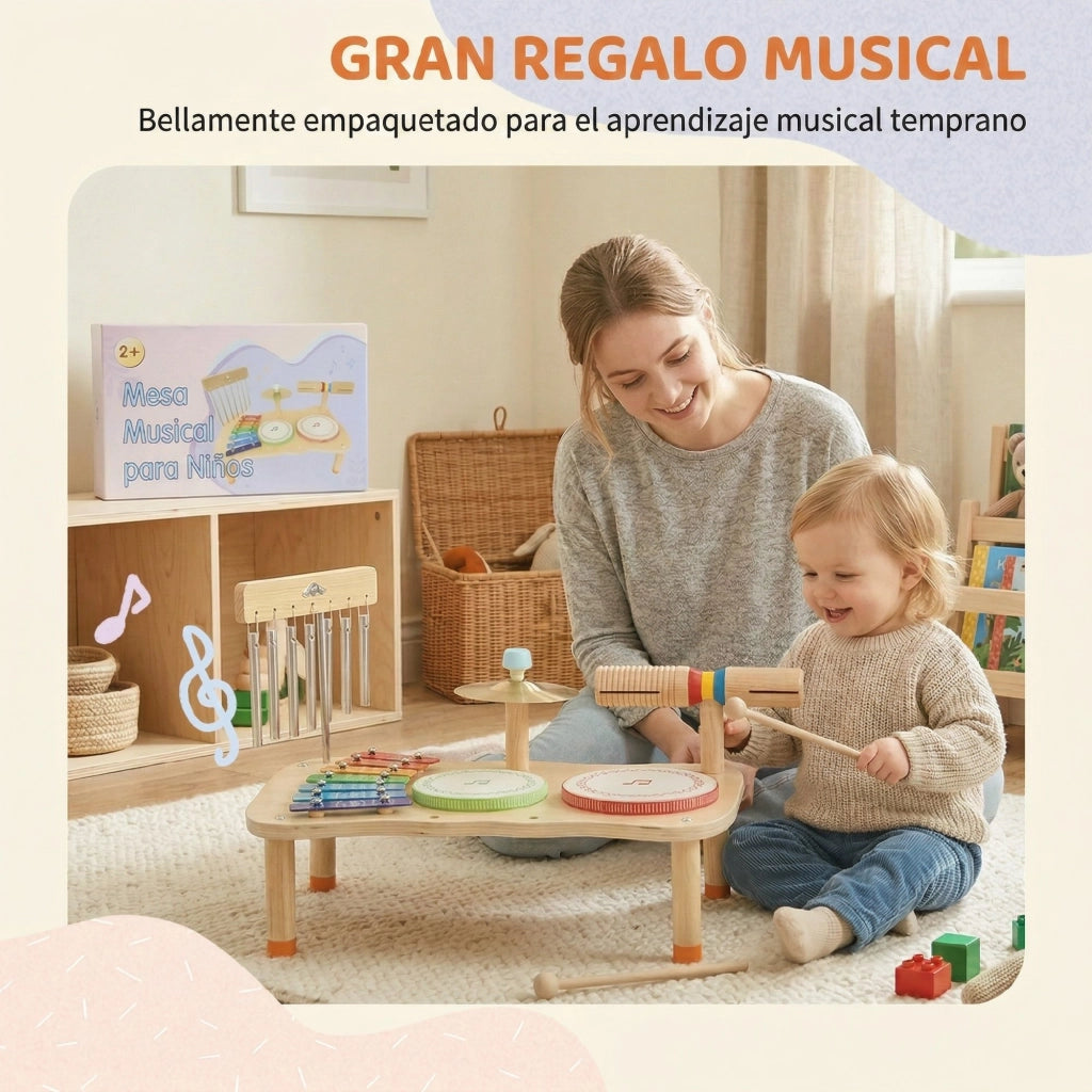 Strumenti Musicali Bambini in Legno Montessori ¨C zephmum ¨C con Xilofono Tamburello e Campanelli