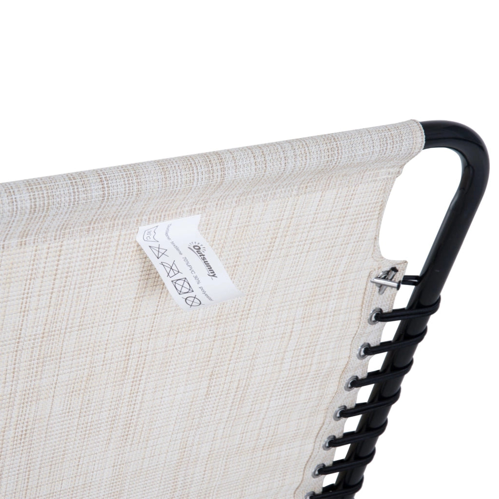 Lettino Prendisole Pieghevole da Giardino 197x58x26 cm in Acciaio e Tessuto Crema e Nero