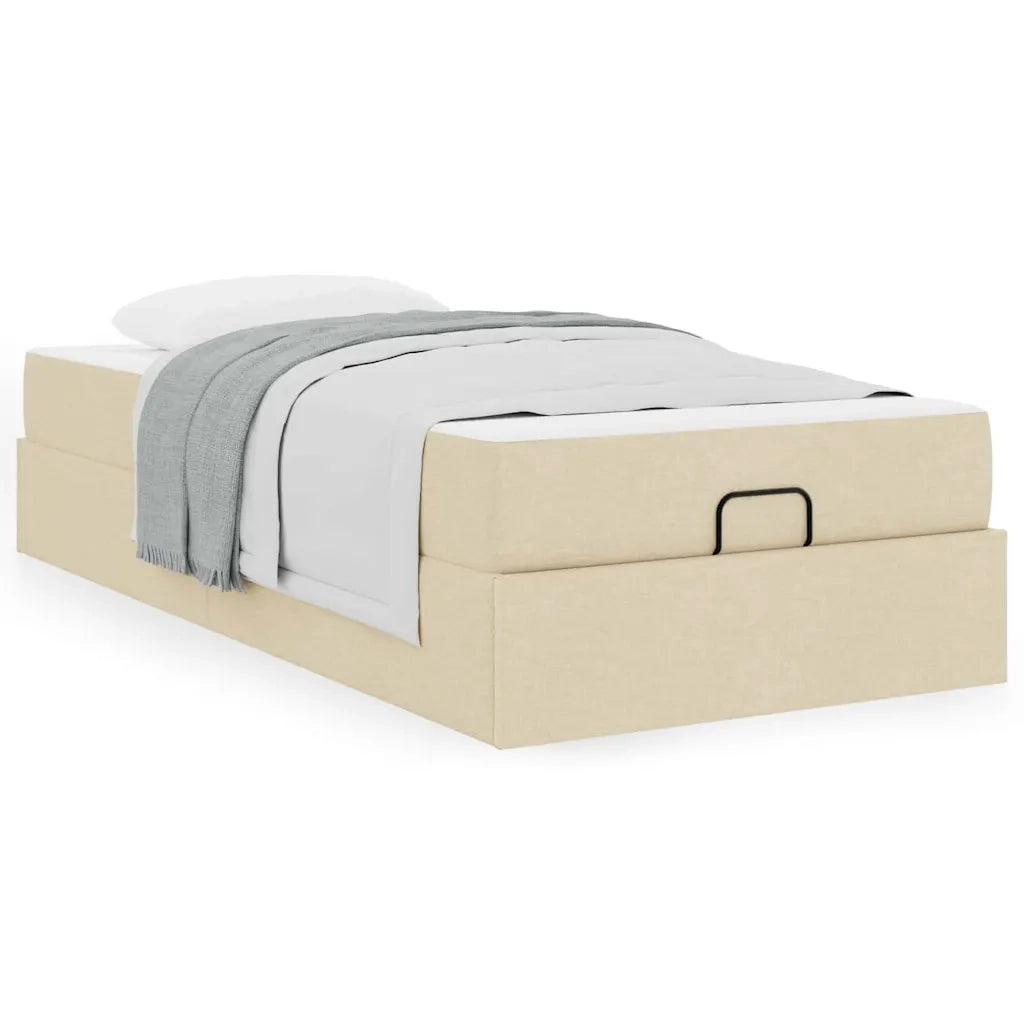 vidaXL Struttura del letto con materasso Crema 90 x 200 cm Tessuto