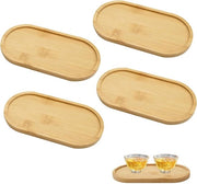 Scatole di supporto in legno di bambù ovale - piccole - 4 pezzi - decorazione naturale