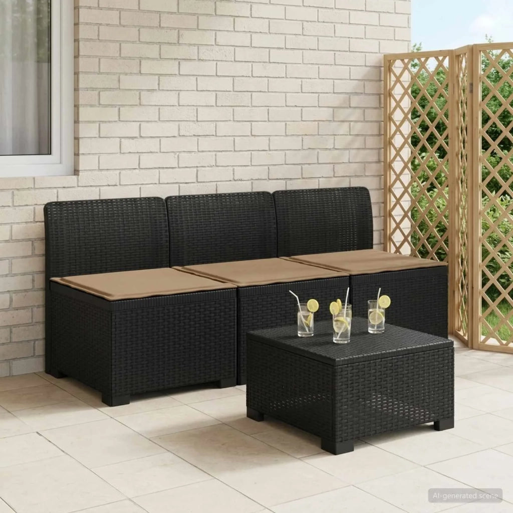 Divano da giardino 3 posti con cuscini in look rattan PP 8011962